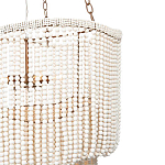 Трехъярусная люстра с подвесками из круглых деревянных бусин белая White Beads Three-tier Chandelier  варинант исполнения - 6 | Loft Concept в Брянске