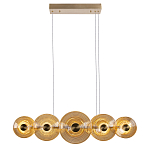 Люстра подвесная светодиодная со стеклянными плафонами янтарного цвета в форме дисков Savio Glass Disc варинант исполнения - 2 | Loft Concept в Брянске