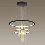 Люстра подвесная с 2-мя круглыми подвесами в черном и золотистом цвете и вертикальными подвесками Ring Horizontal варинант исполнения - 4 | Loft Concept в Брянске