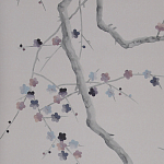 Обои ручная роспись Plum Blossom Special Colourway on Lilac Hint dyed silk варинант исполнения - 2 | Loft Concept в Брянске