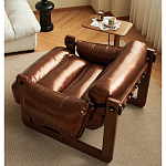 Кресло-диван кожаное на деревянном каркасе Medieval Furniture варинант исполнения - 1 | Loft Concept в Брянске