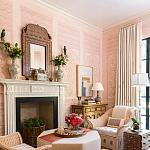 Обои ручная роспись Jharokha Arches Original colourway on pink painted Xuan paper варинант исполнения - 3 | Loft Concept в Брянске