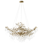 Подвесная люстра в виде ветвей деревьев золотого цвета с прозрачными подвесками-каплями 10 и 14 ламп Droplet Chandelier варинант исполнения - 1 | Loft Concept в Брянске