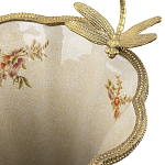 Ваза голубого цвета из фарфора с цветочным рисунком и бронзовой стрекозой Blue Garden варинант исполнения - 1 | Loft Concept в Брянске