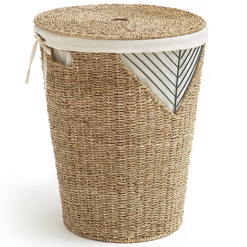 Плетеная корзина для белья Juste Wicker Basket Бежевый Черный Плетеная корзина для белья Juste Wicker Basket Бежевый Черный в Брянске | Loft Concept