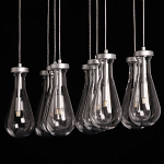 Люстра с 9-ю прозрачными плафонами из стекла в форме капли на прямоугольном потолочном основании цвета хром Lucid Rain  варинант исполнения - 9 | Loft Concept в Брянске