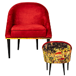 Кресло из натурального бука красное с цветным принтом Impressionism in Art варинант исполнения - 2 | Loft Concept в Брянске