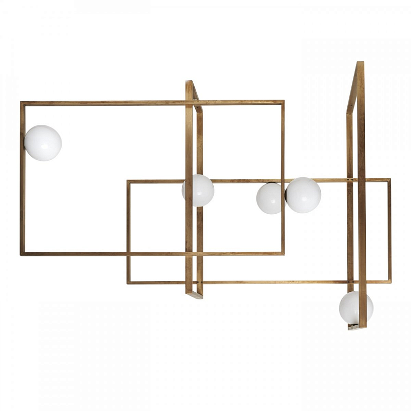 Люстра Mondrian Glass Venicem Ceiling Lamp Белый Латунь в Брянске | Loft Concept 