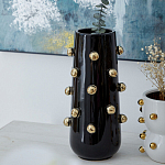 Ваза черная цилиндрическая с глянцевым покрытием и золотыми декоративными элементами Molecule Collection варинант исполнения - 3 | Loft Concept в Брянске