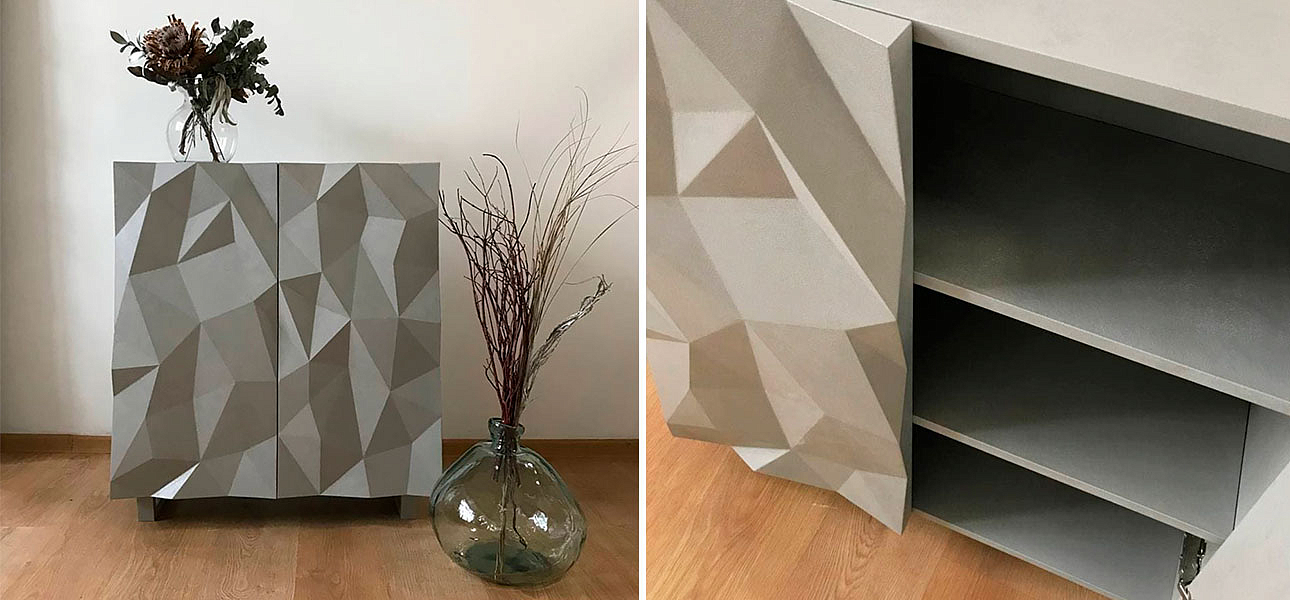 Комод с большими угловыми фигурами с одной секцией, 2 полки Geometric Greece Комод с большими угловыми фигурами с одной секцией, 2 полки Geometric Greece - Loft-Concept в Брянске