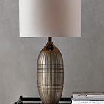 Настольная лампа керамическая с тканевым цилиндрическим абажуром Bullet варинант исполнения - 3 | Loft Concept в Брянске