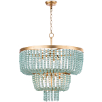 Круглая трехъярусная люстра с подвесками в виде круглых стеклянных бусин Blue Beads Chandelier варинант исполнения - 1 | Loft Concept в Брянске