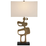 Настольная лампа с фигурным каркасом и прямоугольным тканевым абажуром Brutalist Profile варинант исполнения - 3 | Loft Concept в Брянске