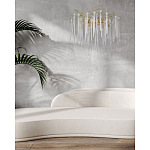 Люстра золотого цвета с декоративными ветками и длинными прозрачными стеклянными подвесами в форме сосулек Droplet Chandelier варинант исполнения - 12 | Loft Concept в Брянске