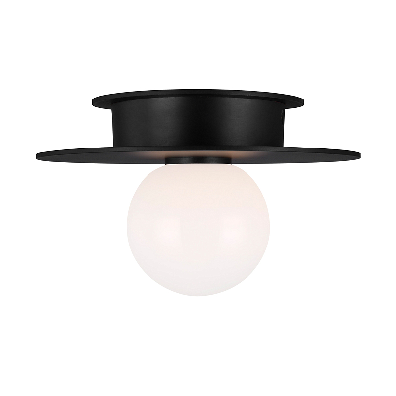 Потолочный светильник с шарообразным плафоном из белого матового стекла Generation Lighting Черный Белый в Брянске | Loft Concept 