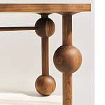 Обеденный стол деревянный с круглыми декоративными элементами на ножках Koko варинант исполнения - 1 | Loft Concept в Брянске