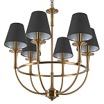 Люстра на металлическом основании бронзового цвета с 6-ю черными конусовидными абажурами Dignity варинант исполнения - 8 | Loft Concept в Брянске