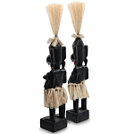 Комплект из 2-х деревянных статуэток Asmat Straw Headdress Statuettes Multicolor варинант исполнения - 4 | Loft Concept в Брянске