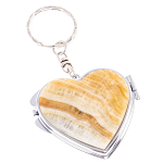 Зеркало брелок складное двухстороннее в форме сердца из натурального камня Оникс Stone Mirrors варинант исполнения - 1 | Loft Concept в Брянске