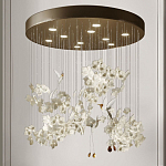 Люстра каскадная с белыми цветами и птицами Takeoff варинант исполнения - 2 | Loft Concept в Брянске