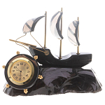 Часы настольные в виде парусника из натурального камня Обсидиан Sailboat Stone Clock варинант исполнения - 4 | Loft Concept в Брянске