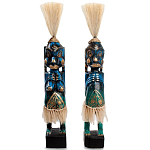 Комплект из 2-х деревянных статуэток Asmat Straw Headdress Statuettes Blue Tattoo варинант исполнения - 4 | Loft Concept в Брянске