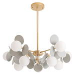 Люстра на штанге с 10-ю белым шарообразным плафоном и декоративными металлическими элементами в виде лепестков серого цвета Matisse варинант исполнения - 1 | Loft Concept в Брянске