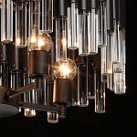 Люстра круглая из матового черного металла с подвесками из прозрачных стеклянных трубок Noir Tubes варинант исполнения - 6 | Loft Concept в Брянске