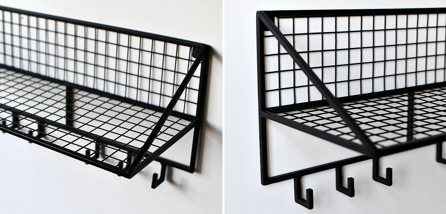 Вешалка с полкой Rhian Industrial Metal Rust Shelf Black S Вешалка с полкой Rhian Industrial Metal Rust Shelf Black S - Loft-Concept в Брянске