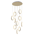 Потолочная люстра каскадная светодиодная с золотистым каркасом Ring of Fire варинант исполнения - 1 | Loft Concept в Брянске