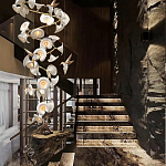 Люстра каскадная из белых цветов каллы и птичек Refined Taste of Light варинант исполнения - 3 | Loft Concept в Брянске