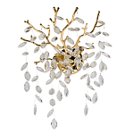 Бра золотого цвета с декоративными ветвями и прозрачными подвесками в форме листьев Droplet Chandelier варинант исполнения - 1 | Loft Concept в Брянске