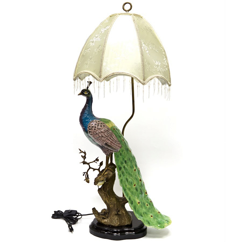 Настольная лампа Peacock Lamp Белый Зеленый Синий Бронза Настольная лампа Peacock Lamp Белый Зеленый Синий Бронза в Брянске | Loft Concept