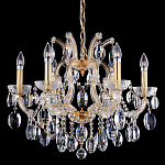 Люстра подвесная с 6-ю лампочками и прозрачными хрустальными подвесками на основании золотого цвета Crystal lamps варинант исполнения - 2 | Loft Concept в Брянске