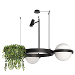 Подвесной светильник с 2-мя шарообразными плафонами и цилиндрическим спотом Light of Еyes варинант исполнения - 2 | Loft Concept в Брянске