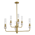 Люстра с 6-ю плафонами в форме стеклянных трубок и мраморных декоративных элементов Montreal варинант исполнения - 1 | Loft Concept в Брянске