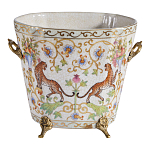Кашпо с растительным и животным орнаментом на бронзовых ножках Turquoise Blooming Garden варинант исполнения - 1 | Loft Concept в Брянске