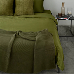 Плед из хлопка жемчужной вязки оливкового цвета Waffle Comfort варинант исполнения - 5 | Loft Concept в Брянске