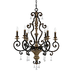Люстра с подвесками из прозрачного стекла на кованом каркасе бронзового цвета в классическом стиле Quoizel варинант исполнения - 5 | Loft Concept в Брянске