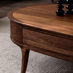 Кофейный стол овальный из дерева с 2-мя ящиками Coffee Walnut Table варинант исполнения - 5 | Loft Concept в Брянске