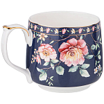 Кружка фарфоровая синяя с цветочным принтом 470 мл Flower Porcelain Collection варинант исполнения - 1 | Loft Concept в Брянске