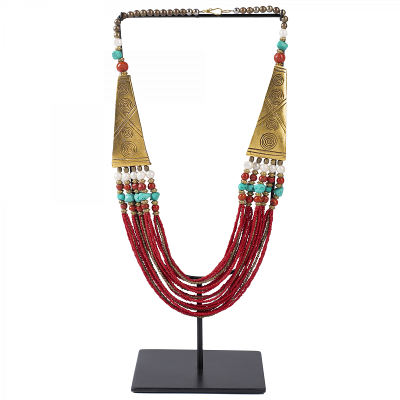 Ожерелье на подставке NECKLACE RED AND BRASS Латунь Красный Ожерелье на подставке NECKLACE RED AND BRASS Латунь Красный в Брянске | Loft Concept