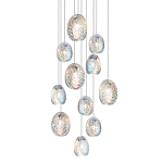 Люстра каскадная с 11-ю круглыми плафонами из рельефного стекла Disc Light варинант исполнения - 1 | Loft Concept в Брянске