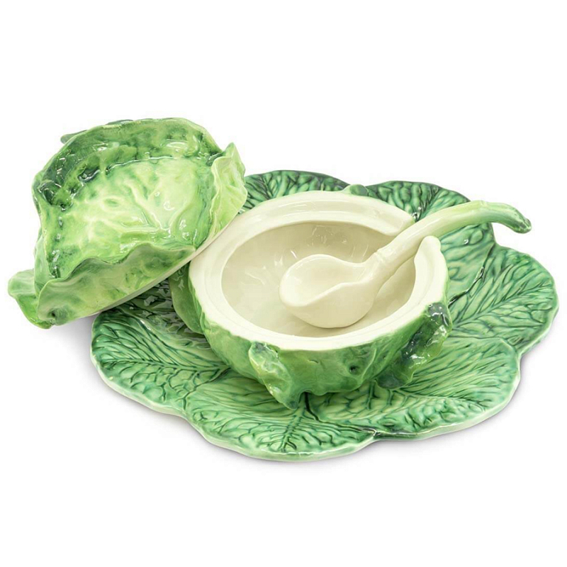 Супница SOUP BOWL CABBAGE W/PLATE D20 Зеленый Супница SOUP BOWL CABBAGE W/PLATE D20 Зеленый в Брянске | Loft Concept