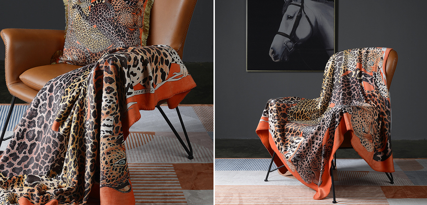 Плед Hermes Leopards Orange Плед Hermes Leopards Orange - Loft-Concept в Брянске