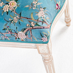 Стул из массива бука бирюзовый с изображением птиц и цветов Turquoise Beige Chinoiserie Peach Garden Chair варинант исполнения - 5 | Loft Concept в Брянске
