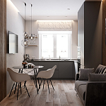 Серый матовый кухонный гарнитур с фасадом под дерево Vincens Kitchen Set варинант исполнения - 2 | Loft Concept в Брянске