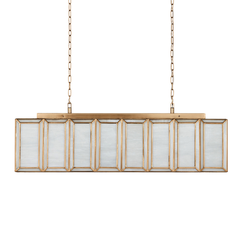 Люстра прямоугольная с каркасом золотого цвета Soft Glow Lamps Золотой Молочный в Брянске | Loft Concept 