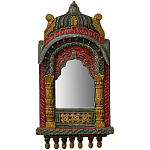 Настенное зеркало в резной раме из тропического дерева Carved Wood Mirror Colorful варинант исполнения - 1 | Loft Concept в Брянске
