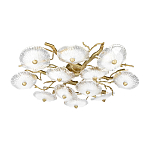 Потолочная люстра круглая ветвистыми бронзовыми элементами и стеклянными рифлеными дисками Textured Glass Chandelier варинант исполнения - 3 | Loft Concept в Брянске